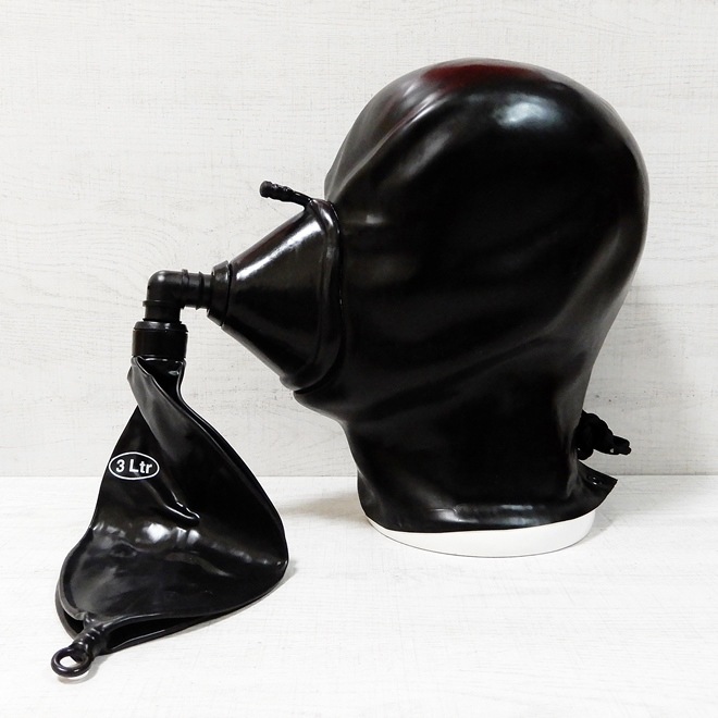 Bizarre-Rubber-ShopMask with Anaesthesia Mask and 3L Breath Bag[Black][One Size]
