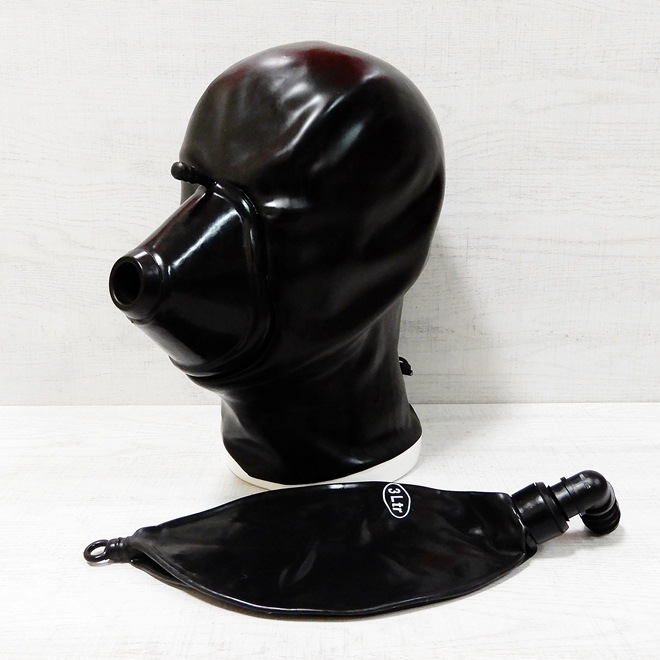 Bizarre-Rubber-ShopMask with Anaesthesia Mask and 3L Breath Bag[Black][One Size]