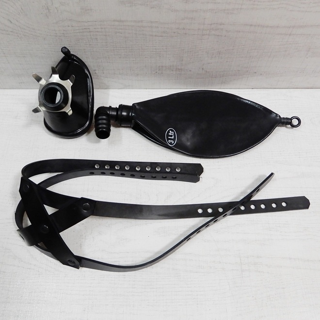 Bizarre-Rubber-ShopAnaesthetic Mask with Head Harness and 3ltr Breath Bag