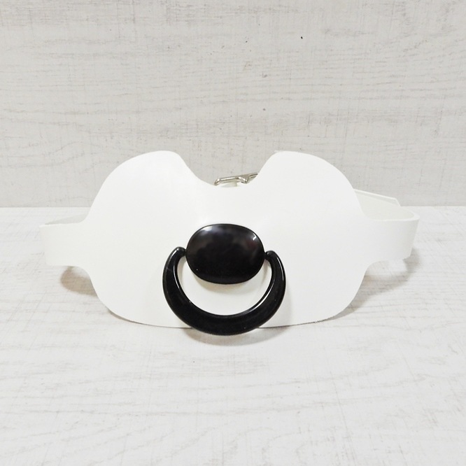 ��Bizarre-Rubber-Shop��Pacifier Gag Rubber Harness White with Large Latex Nipple