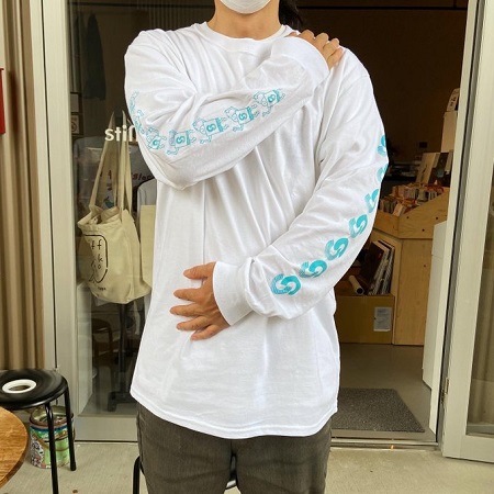 STIFFSLACK / stiffslack LOGO+SS kun Longsleeve Tee (WHITE/BLUE)