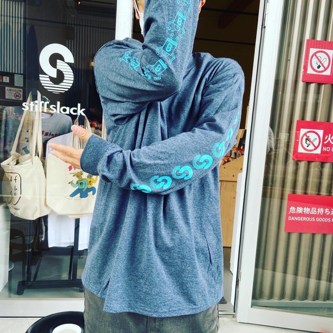 STIFFSLACK / stiffslack LOGO+SS kun Longsleeve Tee (GRAY/BLUE)