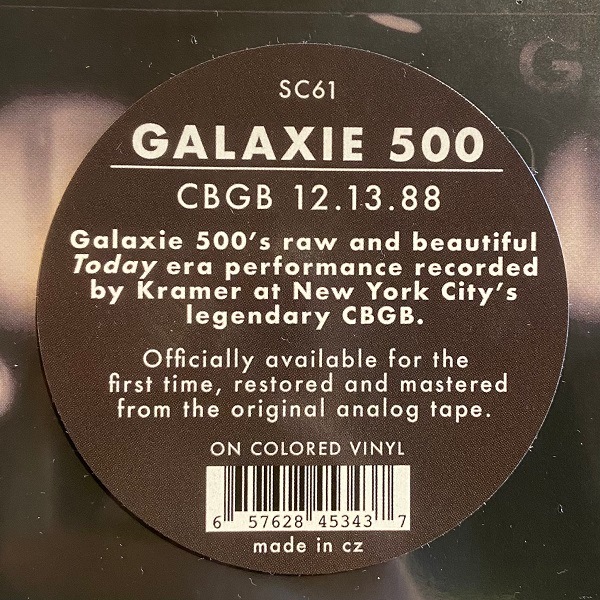 GALAXIE 500 / CBGB 12.13.88 LP(BLACK/GRAY)