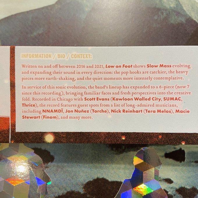 SLOW MASS / Low on Foot LP(PINK/CLEAR)+MP3