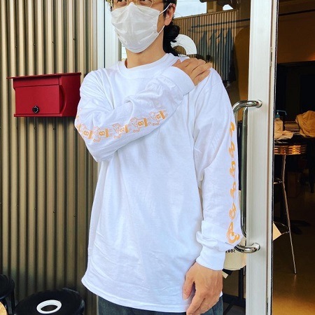 STIFFSLACK / stiffslack LOGO+SS kun Longsleeve Tee(WHITE/ORANGE)