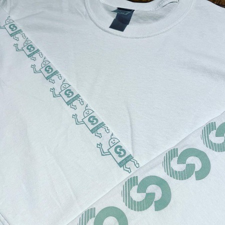 STIFFSLACK / stiffslack LOGO+SS kun Longsleeve Tee  (WHITE/DARK LIGHT GREEN?)