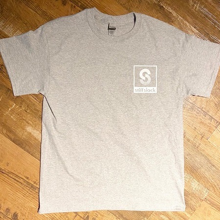 STIFFSLACK / SS LOGO TOP AND BACK tee (GRAY+WHITE)