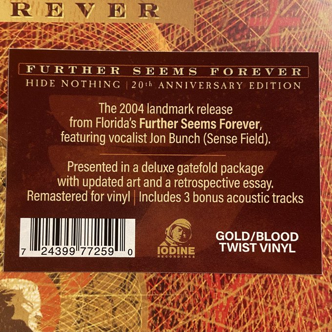 FURTHER SEEMS FOREVER / Hide Nothing  LP(GOLD/BLOOD TWIST)