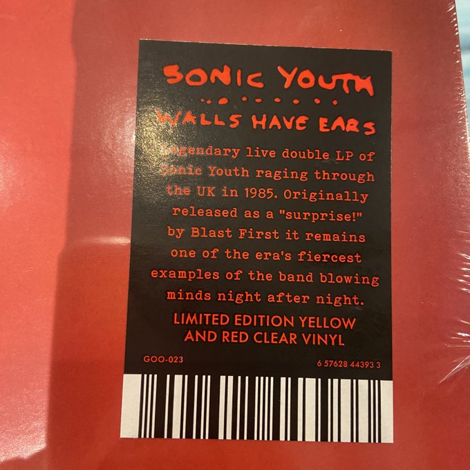 SONIC YOUTH / Walls Have Ears  2xLP(RED/YELLOW)