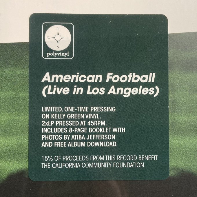 AMERICAN FOOTBALL / American Football (Live In Los Angeles) 2xLP(GREEN)+MP3