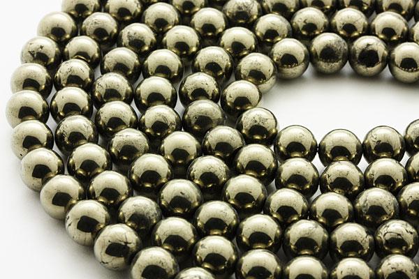 【丸ビーズ】パイライト 8mm