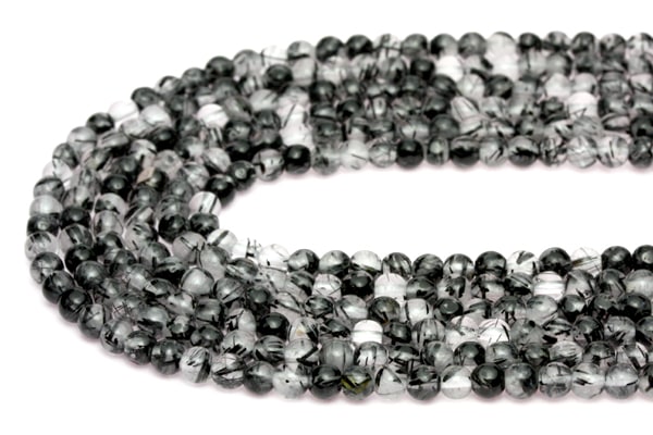 【丸ビーズ】ブラックルチルクォーツ (3A) 4mm