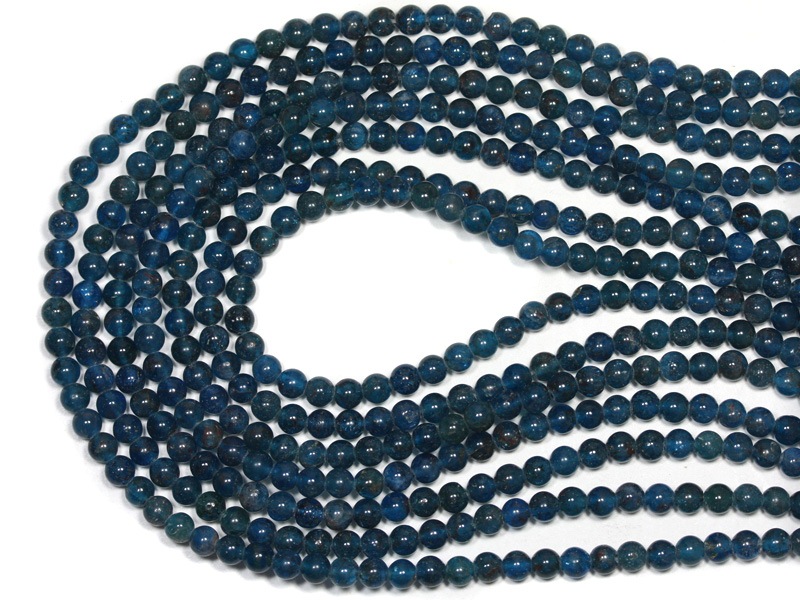 【丸ビーズ】タンザニア産ブルーアパタイト (3A) 4mm