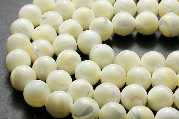 【丸ビーズ】マザーオブパール ホワイト 12mm
