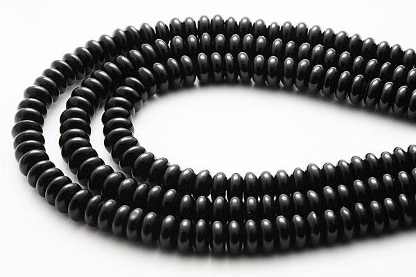 【カットビーズ】オニキス ボタン型(カット無し) 3×6mm