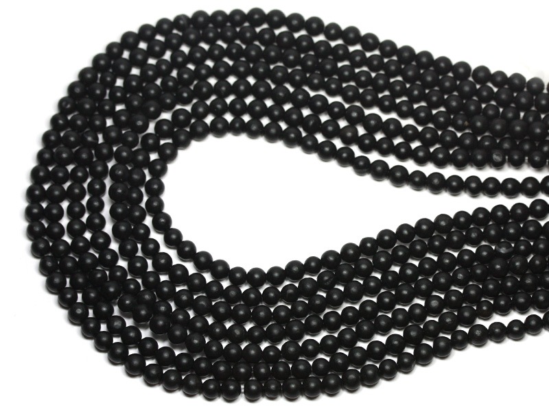 【丸ビーズ】ブラックシリカ　4mm　つやなし