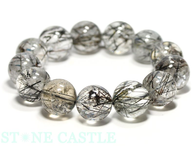 ☆高品質☆【ブレスレット】ブラックルチルクォーツ (4A) (約17〜18mm)