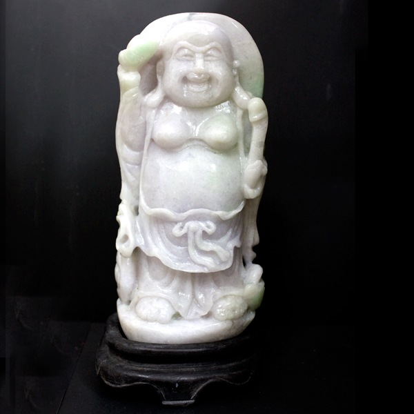 ☆高級一点物☆【彫刻置物】ラベンダー翡翠 (台付き) No.22 | すべての