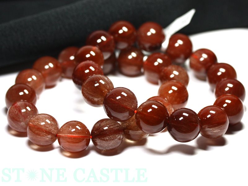 【高品質】 レッドルチル 粒 ☆高品質☆【ブレスレット】レッドルチルクォーツ (5A) (約14