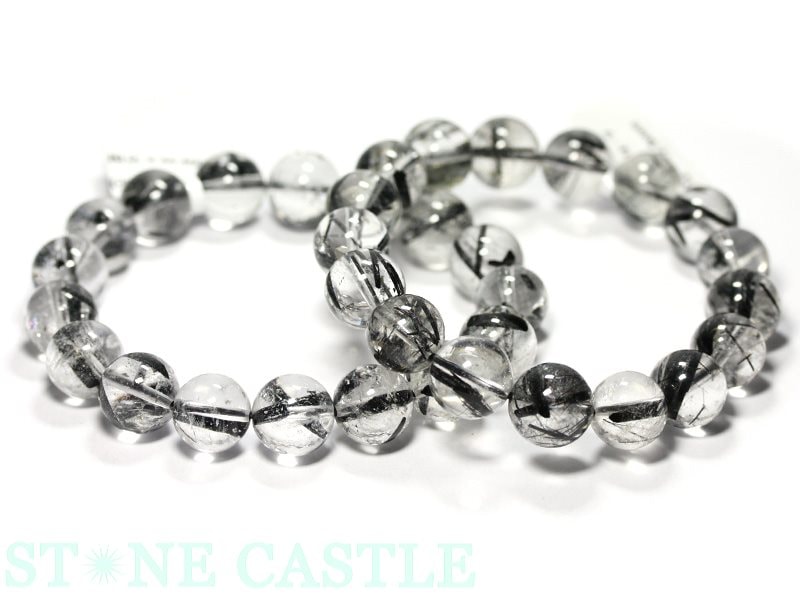 ☆高品質☆【ブレスレット】ブラックルチルクォーツ (4A) (約13.5〜14mm) (ケース付)