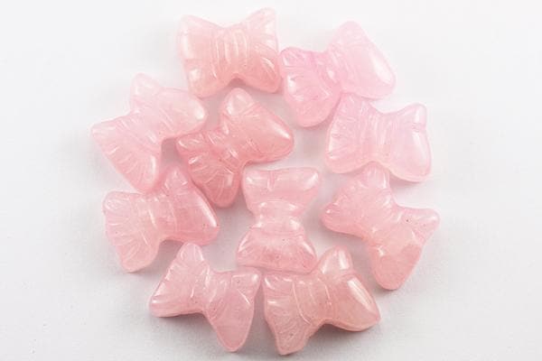 【モチーフビーズ】リボンビーズ ローズクォーツ