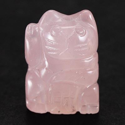 【天然石】ローズクォーツ アイリス水晶 ペア 招き猫 手彫り 開運 金運 来福❣️ 天然石】ローズクォーツ アイリス水晶 ペア 招き猫 手彫り 開運