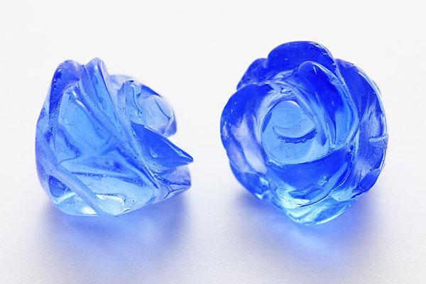 【モチーフビーズ】薔薇 (立体) 12mm ブルークォーツ