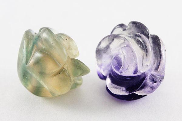 【モチーフビーズ】薔薇 (立体) 12mm フローライト