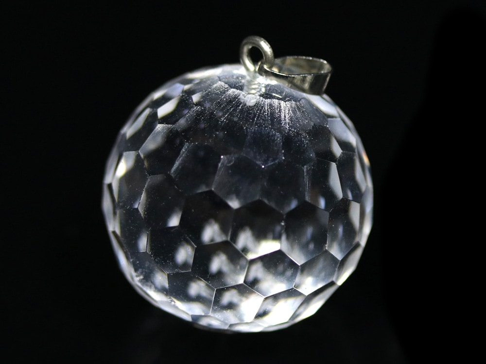 ペンダント】ミラーボールカット 水晶(天然) 20mm ※DM便・ネコポス不可