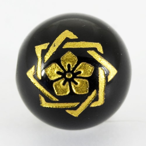 【彫刻ビーズ】オニキス 12mm (金彫り) 坂本龍馬