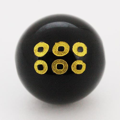【彫刻ビーズ】オニキス 12mm (金彫り) 戦国武将「真田幸村」(横穴)