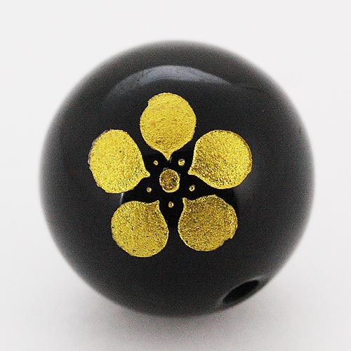 【彫刻ビーズ】オニキス 12mm (金彫り) 戦国武将「前田慶次」(横穴)