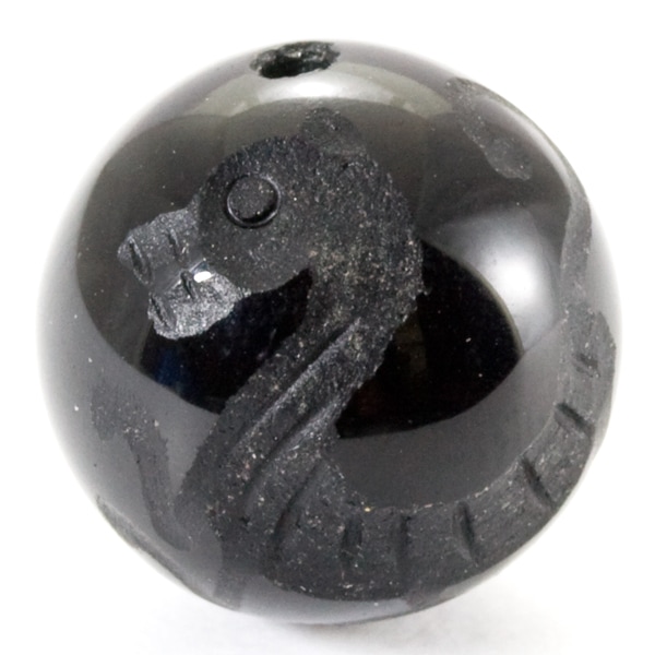 【彫刻ビーズ】オニキス 12mm (素彫り) 白虎