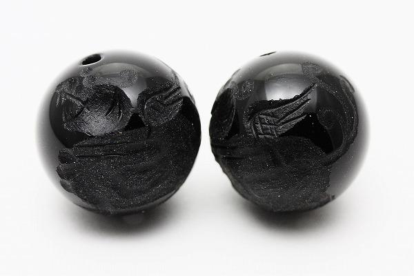 【彫刻ビーズ】オニキス 12mm (素彫り) 貔貅(ひきゅう)左向き