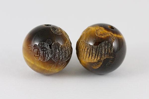 【彫刻ビーズ】タイガーアイ 12mm (素彫り) 虎