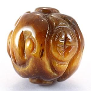【彫刻ビーズ】タイガーアイ 12mm (素彫り) 登竜紋