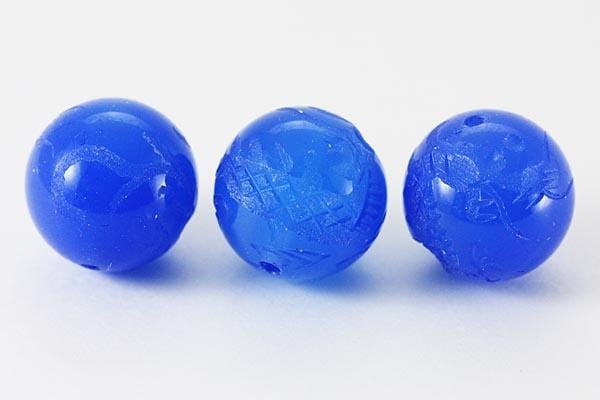 【彫刻ビーズ】ブルーメノウ 12mm (素彫り) 青龍