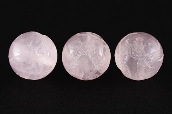 【彫刻ビーズ】マダガスカルローズ 12mm (素彫り) 五爪龍