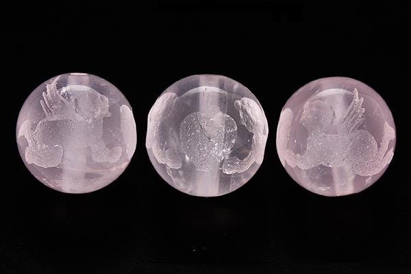 【彫刻ビーズ】マダガスカルローズ 12mm (素彫り) 双天使