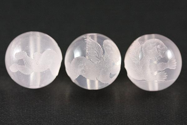 【彫刻ビーズ】マダガスカルローズ 12mm (素彫り) 天使(弓なし)