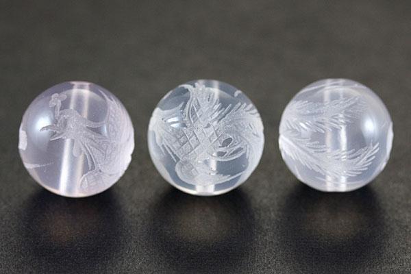 【彫刻ビーズ】マダガスカルローズ 12mm (素彫り) 鳳凰