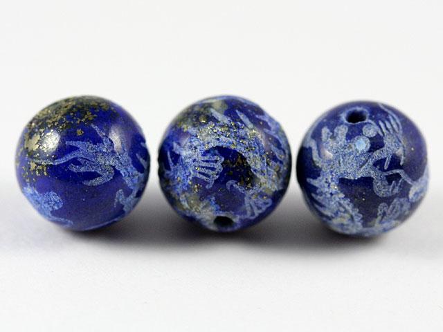 【彫刻ビーズ】ラピスラズリ 10mm (素彫り) 五爪龍