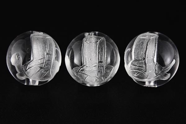 【彫刻ビーズ】水晶 10mm (素彫り) 「龍生九子」