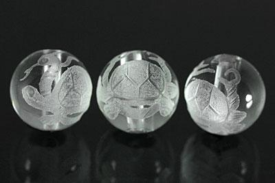 【彫刻ビーズ】水晶 10mm (素彫り) 玄武