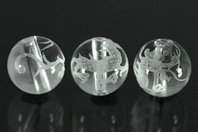 【彫刻ビーズ】水晶 10mm (素彫り) 青龍