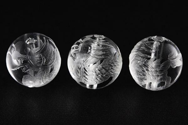 【彫刻ビーズ】水晶 10mm (素彫り) 麒麟(きりん)