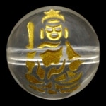 【彫刻ビーズ】水晶 12mm (金彫り) 八大観音「文殊菩薩」|500円均一|限定・特価商品