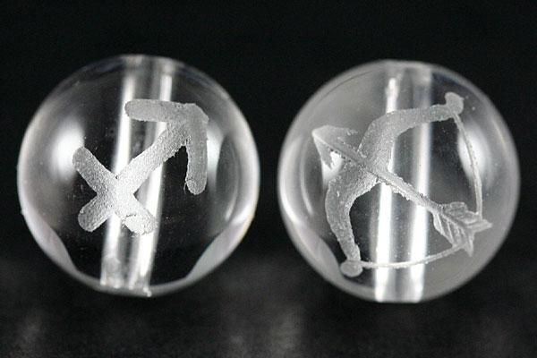 【彫刻ビーズ】水晶 12mm (素彫り) 12星座「射手座」