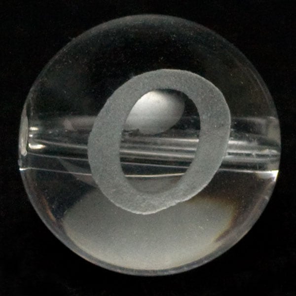 【彫刻ビーズ】水晶 12mm (素彫り) アルファベット「O」