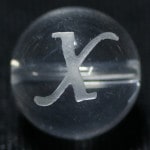 【彫刻ビーズ】水晶 12mm (素彫り) アルファベット「X」